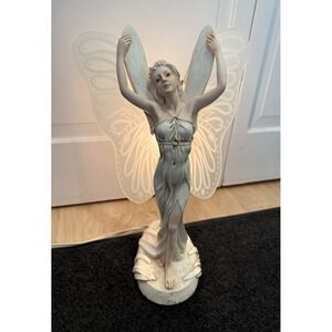 Fairy Angel Statue W/Glass Light Wings Lamp